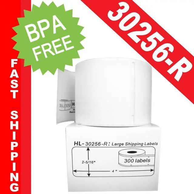 Main image of DYMO-Compatible 30256-R REMOVABLE Large Shipping Labels (2-5/16" x 4") -- BPA Free! (1 Roll; 300 Labels per Roll)