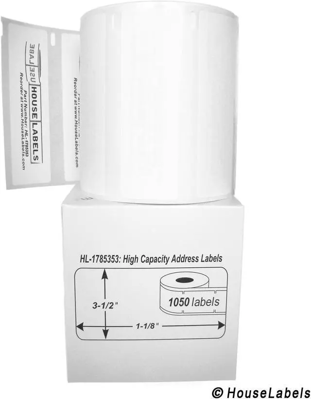 Alt view image 2 of 3 - DYMO-Compatible 1785353 High Capacity Labels (3-1/2" x 1-1/8") -- BPA Free! (11 Rolls; 1,050 Labels per Roll)