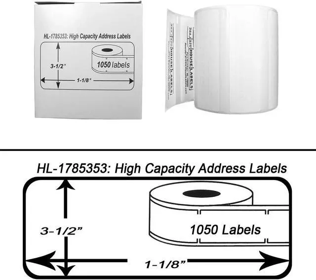 Alt view image 3 of 3 - DYMO-Compatible 1785353 High Capacity Labels (3-1/2" x 1-1/8") -- BPA Free! (11 Rolls; 1,050 Labels per Roll)