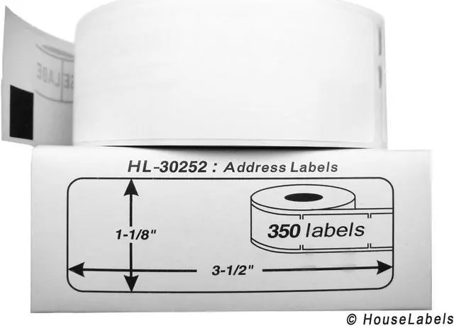 Alt view image 2 of 3 - DYMO-Compatible 30252 Address Labels (1-1/8" x 3-1/2") -- BPA Free! (12 Rolls; 350 Labels per Roll)