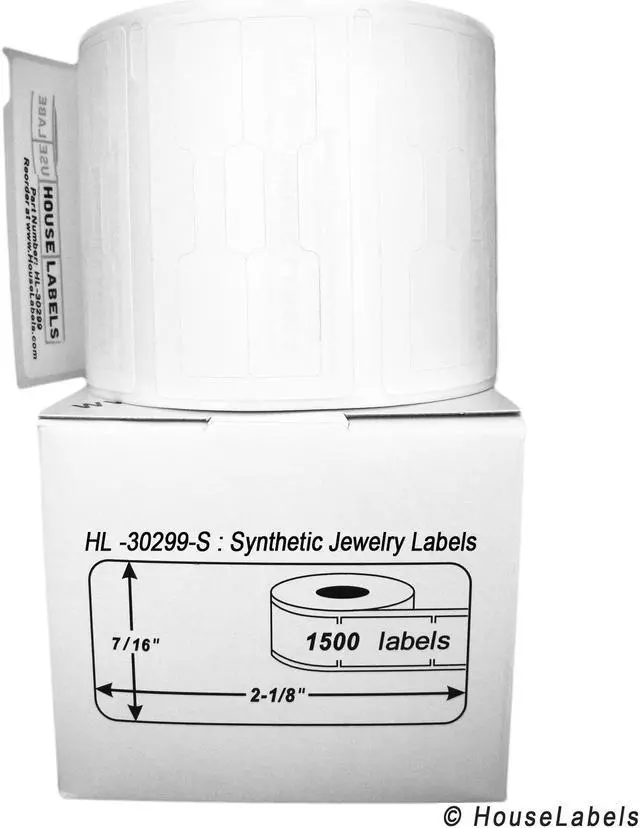 Alt view image 3 of 4 - DYMO-Compatible 30299-S Synthetic Jewelry Labels (7/16" x 2-1/8") -- BPA Free! (1 Roll; 1,500 Labels per Roll)