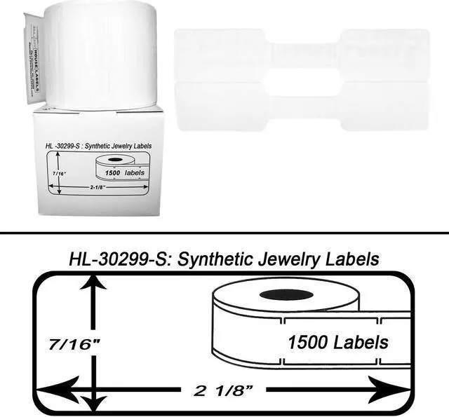 Alt view image 4 of 4 - DYMO-Compatible 30299-S Synthetic Jewelry Labels (7/16" x 2-1/8") -- BPA Free! (1 Roll; 1,500 Labels per Roll)