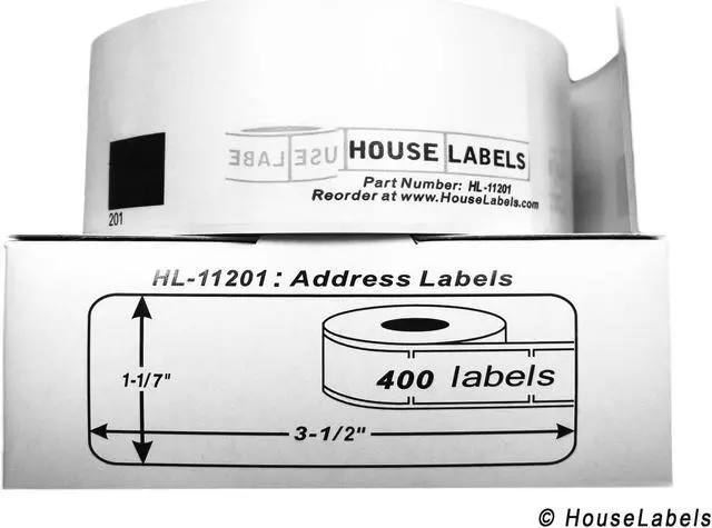 Alt view image 2 of 3 - BROTHER-Compatible DK-1201 Address Labels (1-1/7" x 3-1/2"; 29mm*90mm) -- BPA Free! (100 Rolls; 400 Labels per Roll)