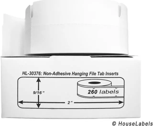 Alt view image 2 of 3 - DYMO-Compatible 30376 Hanging File Tab Inserts (9/16" x 2") -- BPA Free! (4 Rolls; 260 Inserts per Roll)