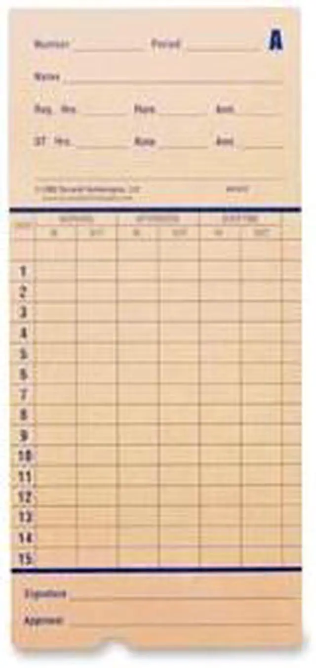 Main image of Pyramid 42415 Time Card for Model 2600, Monthly, 3-3/8 x 7-7/16, Two-Sided, 100/Pack