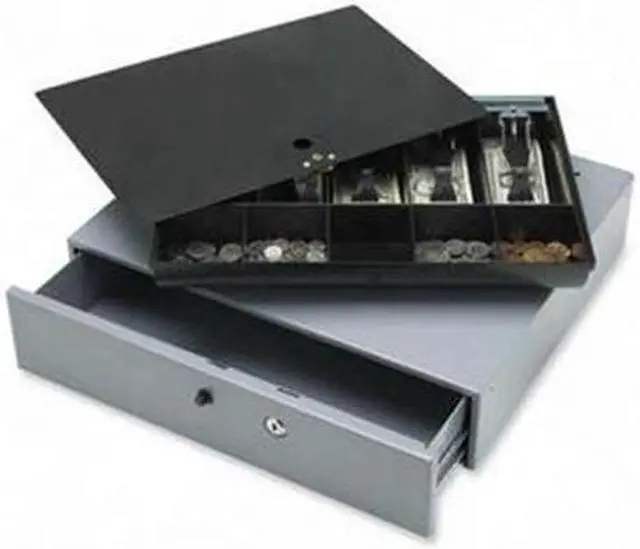 Main image of Sparco Cash Drawer w/ Removable Tray 17-3/4"x15-3/4"x3-3/4" Gray 15504
