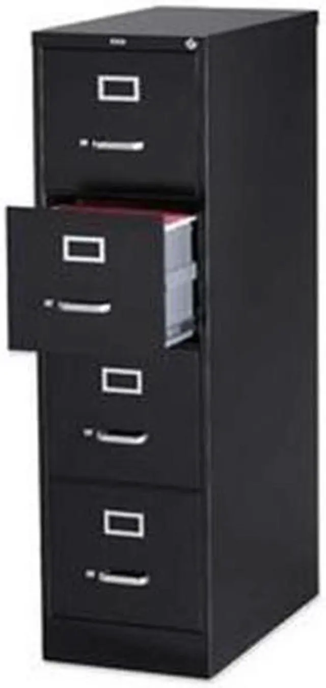 Main image of Lorell 4-Drawer Vertical File w/ Lock 15"x25"x52" Black 60650