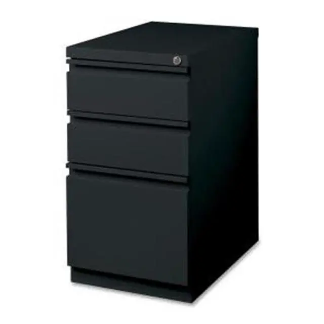 Alt view image 2 of 11 - Lorell Mobile File Pedestal - 15" x 20" x 27.8" - Letter - Ball-bearing Suspension, Recessed Handle, Security Lock - Bla