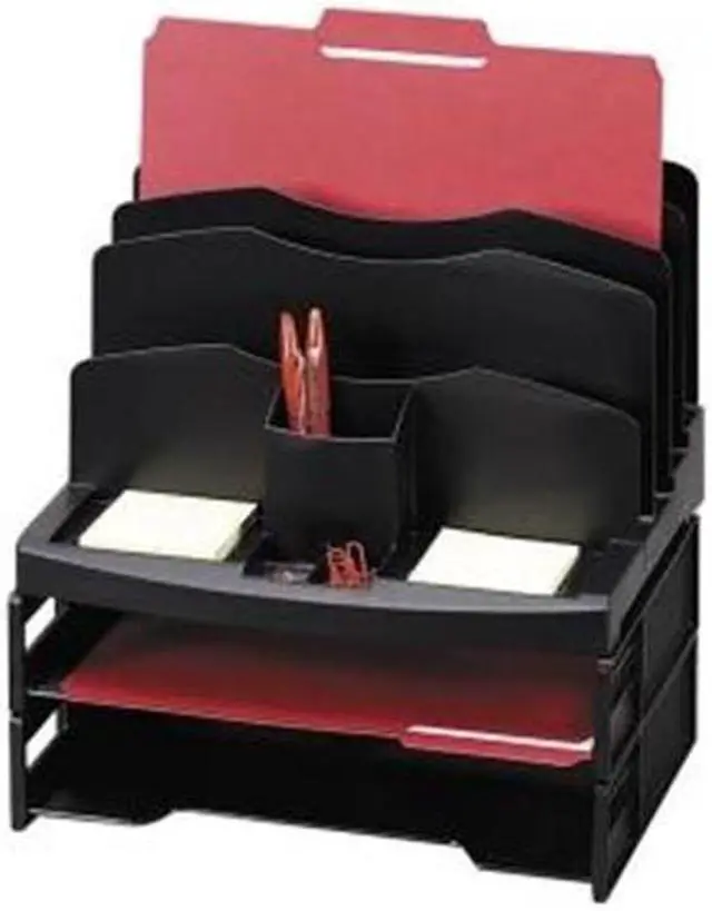 Main image of Business Source Organizer w/2 Letter Trays 9 Comp 13-1/8"x9-7/8"x14" BK 26372