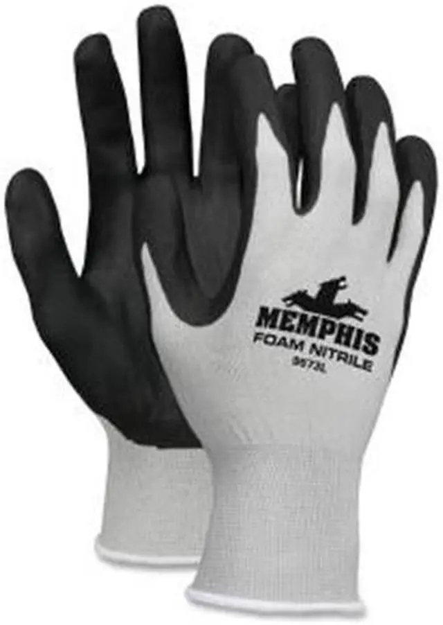 Alt view image 4 of 9 - Memphis Economy Foam Nitrile Gloves Large Gray/Black 12 Pairs 9673L