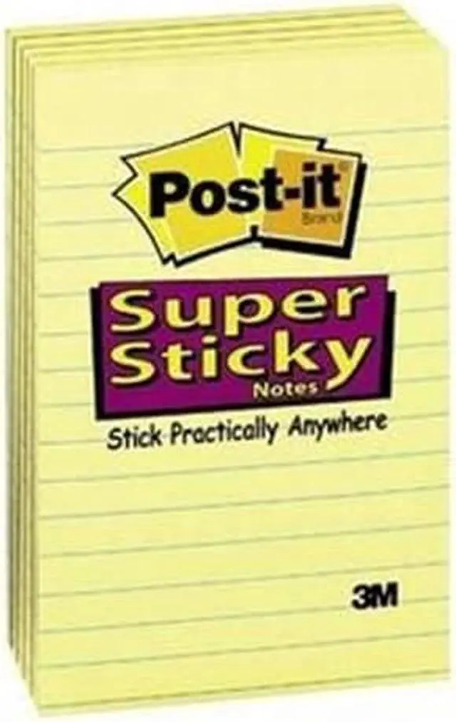 Alt view image 2 of 18 - 3M 6605SSCY Super Sticky Notes  4 x 6  Canary Yellow  Five 90-Sheet Pads Pack