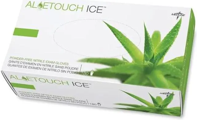 Alt view image 7 of 13 - Medline Aloetouch Ice Nitrile Exam Gloves Large Green 200/Box MDS195286