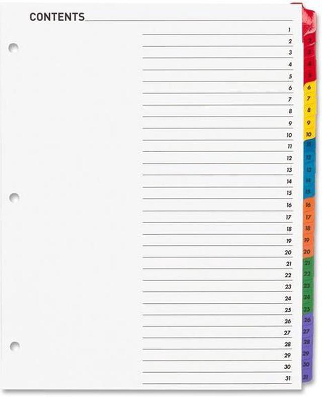 Main image of Index Dividers W/Table Of Contents, 1-31, 31 Tabs/ST, Multi