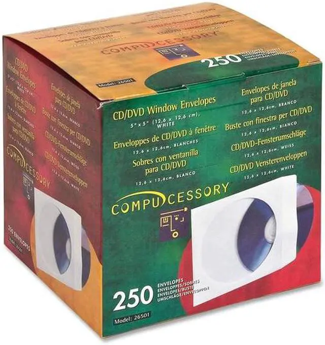 Alt view image 2 of 7 - CD/DVD Window Envelopes 5"x5" 250/BX White