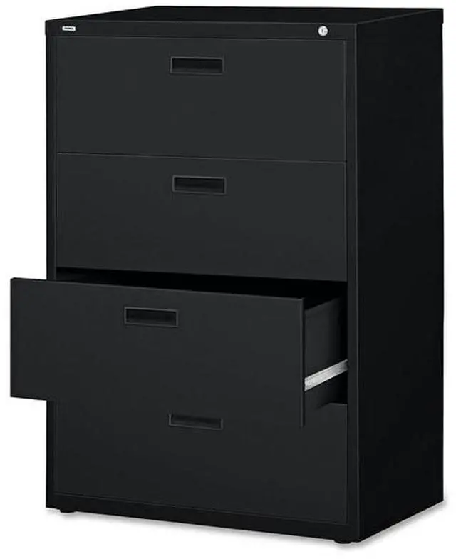 Alt view image 5 of 19 - Lorell Lateral File 4-Drawer 30"x18-5/8"x52-1/2" Black 60560