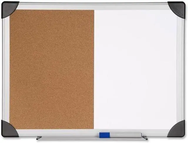 Alt view image 2 of 11 - Lorell Combo Board Dry-Erase/Cork 24"x36" Aluminum Frame 19291