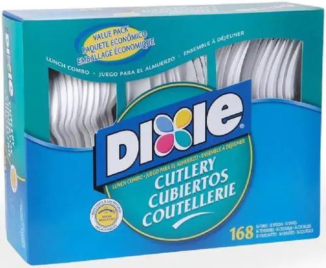 Alt view image 3 of 8 - Combo Pack Tray w/ White Plastic Utensils 56 Forks 56 Knives 56 Spoons