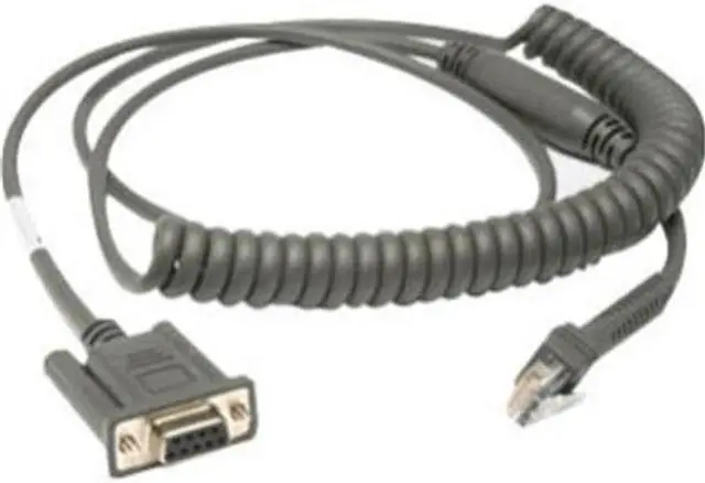 Main image of Zebra CBA-R49-C09ZAR 9 Ft, Rs232 Cable, True Cvtr, Db9 Female, Txd On 2, Power On Pin 9, Low Temp -30C, Coiled