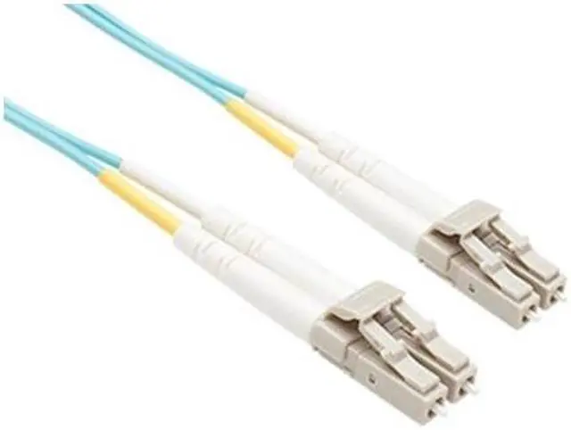 Main image of 15 Meter OM3 10Gig Fiber Optic Cable, Aqua, PVC OFNR Jacket 50/125 Micron Multimode Duplex, LC-LC