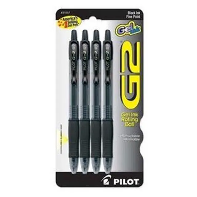 Alt view image 4 of 7 - Pilot Gel Pen Retractable Refillable Fine 4/PK Black 31057