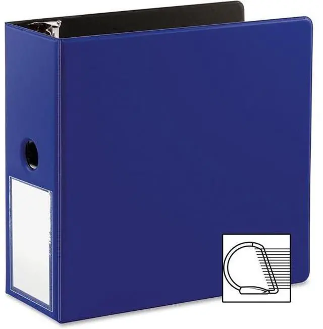 Alt view image 2 of 5 - Business Source Slanted D-Ring Binder w/LH 5" Navy 33123