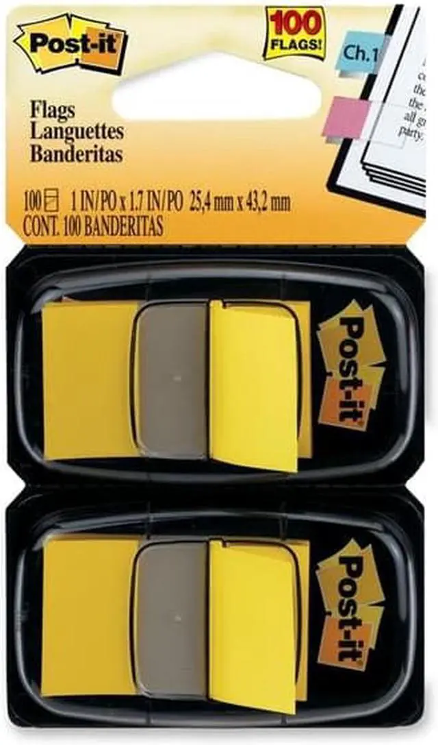 Alt view image 3 of 20 - 3M 680YW2 Standard Tape Flags in Dispenser Yellow 100 Flags per Dispenser - OEM
