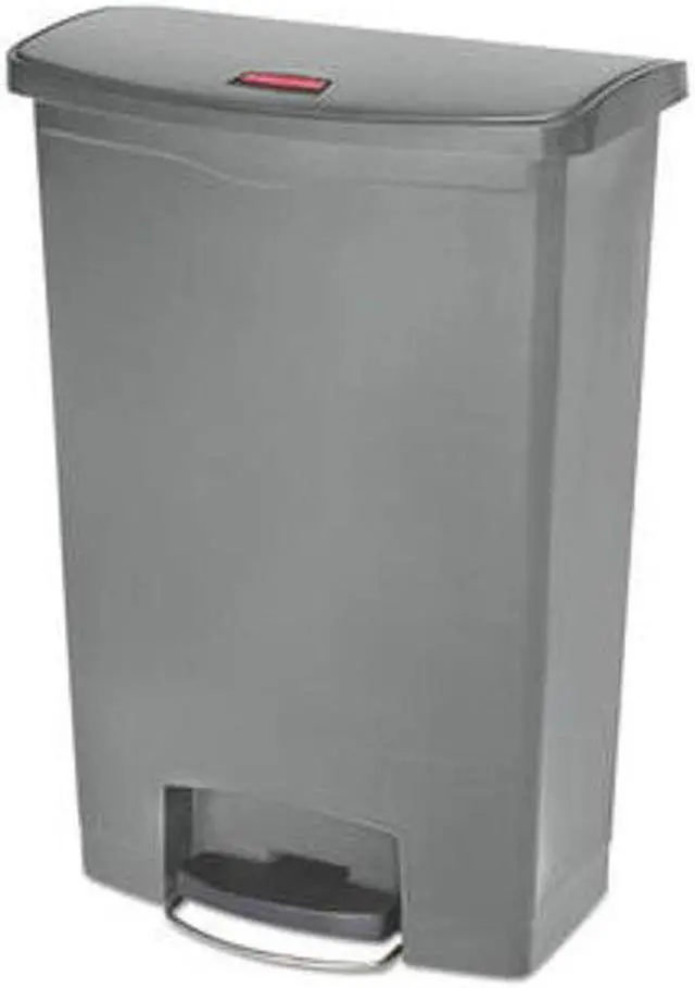 Alt view image 3 of 9 - Rubbermaid - FG1883606 - Slim Jim Resin Step-On Container, Front Step Style, 24 gal, Gray