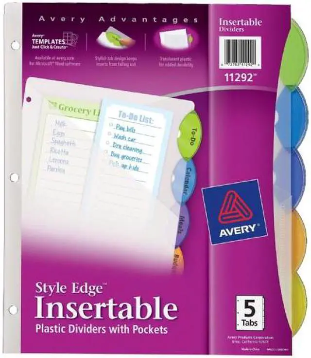 Alt view image 4 of 17 - Avery Style Edge Insertable Dividers with Pocket Multicolor 5-Tab 11 1/4 x 9 1/4