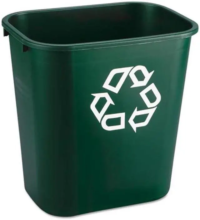 Main image of RUBBERMAID FG295606GRN Rectangular Desk-Side Wastebasket 28 qt., Plastic, Green