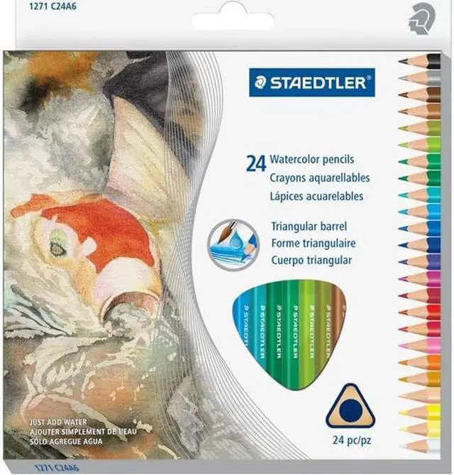 Alt view image 4 of 7 - Staedtler 1271C24A6 Triangular Watercolor Pencil Set, H/#3, 2.9Mm, 24 Assorted Colors