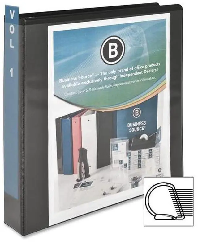 Alt view image 3 of 10 - Business Source D-Ring View Binder 1-1/2" Capacity 11x8-1/2" Black 28447