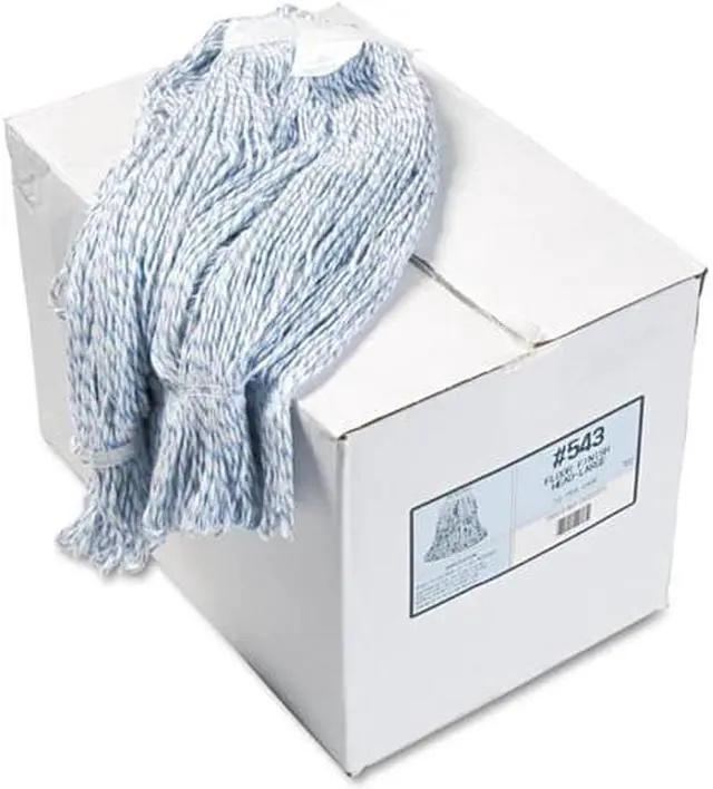 Alt view image 2 of 5 - Mop Head, Floor Finish, Narrow, Rayon/Polyester, Large, White/Blue, 12/Carton BWK543CT