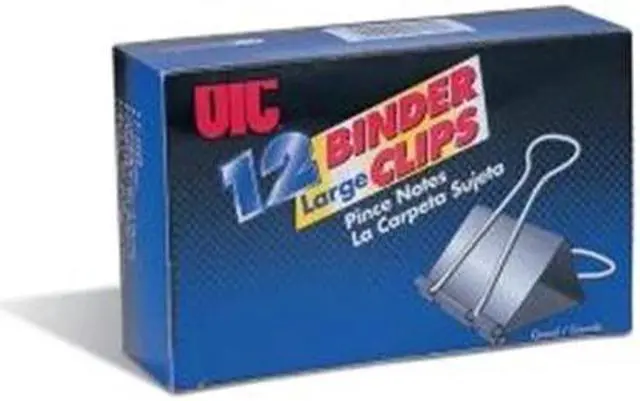 Main image of Officemate Binder Clips Large 2"Wide 1" Cap 12/BX Black/Silver 99100