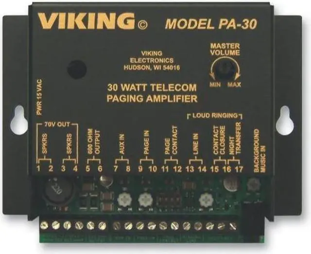 Alt view image 2 of 7 - Viking Electronics - PA-30 - Viking Electronics PA-30 30 watt telecom paging amp