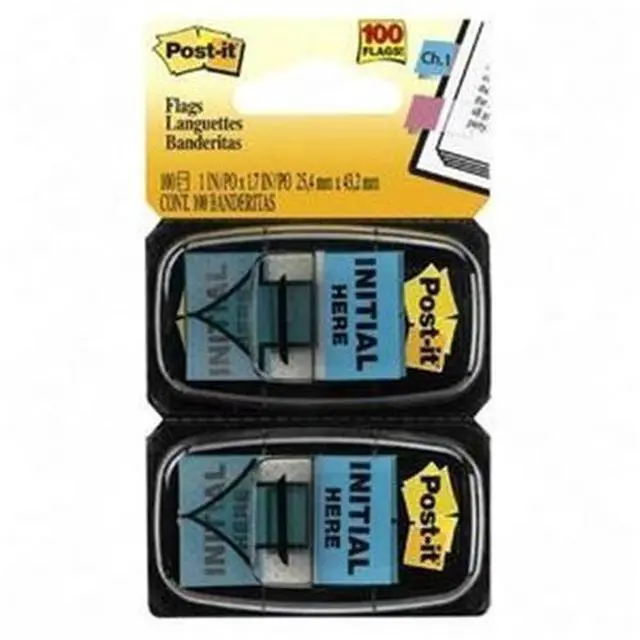 Alt view image 3 of 20 - 3M 680IH2 Message Flags Initial Here Blue Two 50-Flag Dispensers per Pack