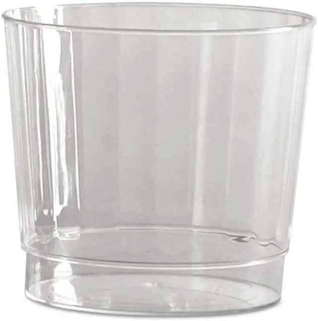 Alt view image 3 of 6 - WNA Classic Crystal Plastic Rocks Tumblers 9 oz. Clear Fluted Squat 12/Pack CCR9240
