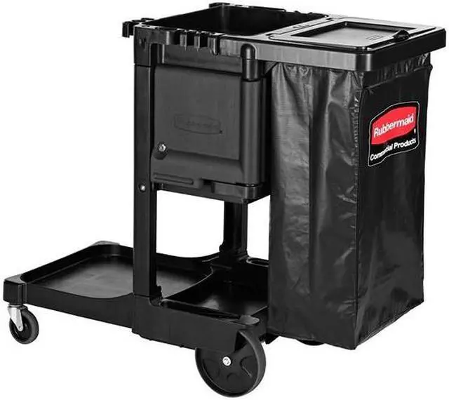 Alt view image 2 of 8 - Rubbermaid Executive Cleaning Cart 21-3/4"x46"x38" Black 1861430