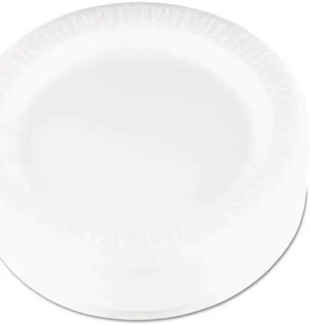 Alt view image 2 of 6 - Quiet Classic Laminated Foam Dinnerware Plate 9" dia White 125/Pack