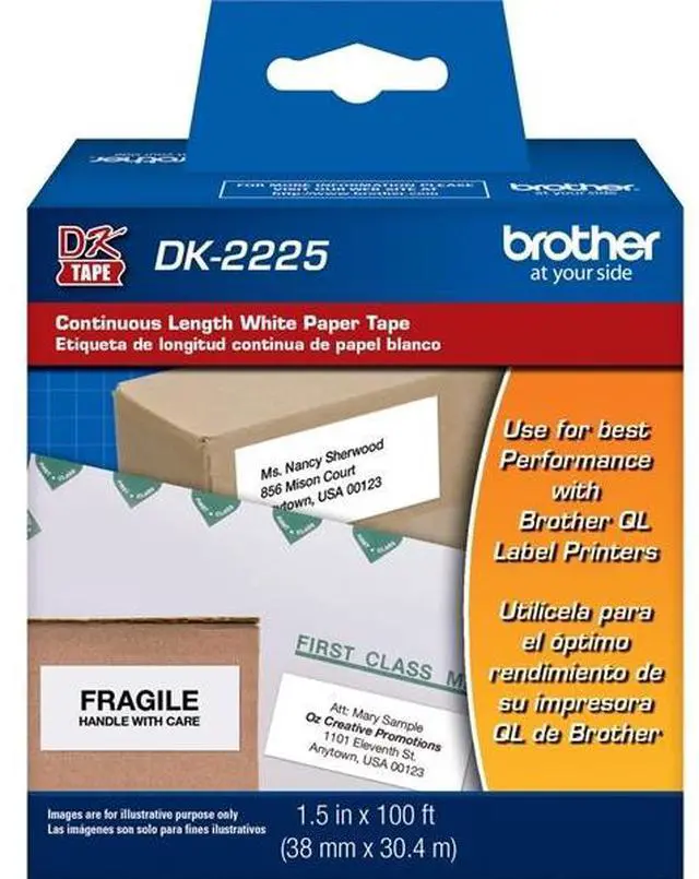 Alt view image 2 of 14 - Continuous Paper Label Tape, 1-1/2" x 100 ft, Black/White DK2225