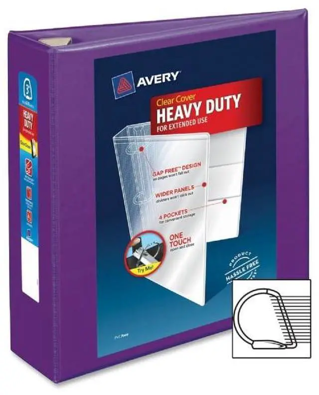 Alt view image 6 of 20 - Avery Heavy-Duty View Binder w/Locking EZD Rings 3" Cap Purple 79810