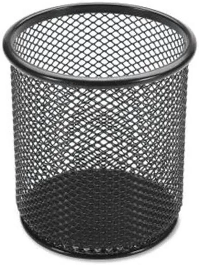 Alt view image 2 of 13 - Lorell Steel Pencil Cup 3-1/2"x3-7/8" Black Mesh 84149