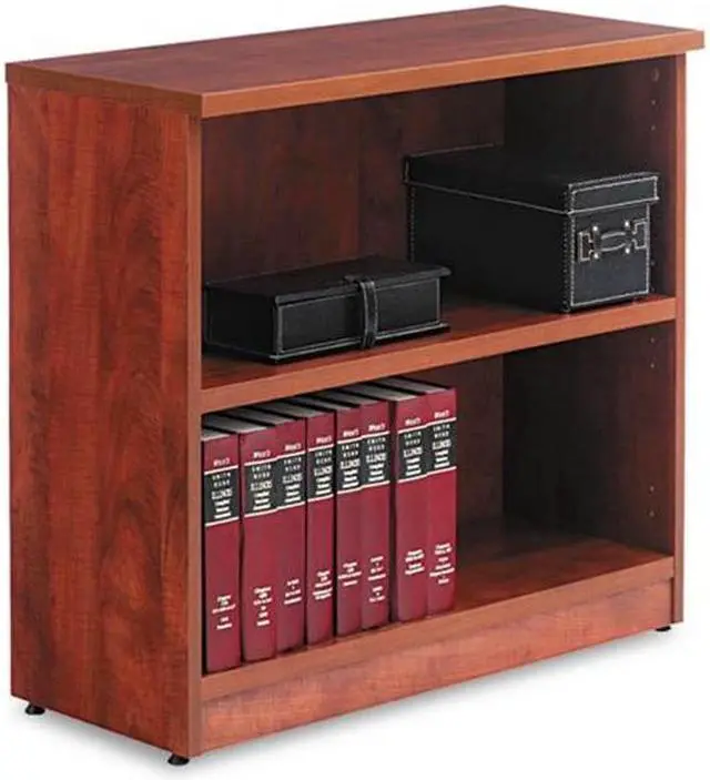 Alt view image 2 of 17 - Alera Valencia Series Bookcase Two-Shelf 31 3/4w x 14d x 29 1/2h Med Cherry VA633032MC