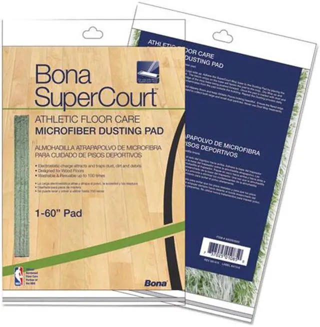 Alt view image 2 of 3 - Bona AX0003500 Supercourt Athletic Floor Care Microfiber Dusting Pad, 60 Inch , Green