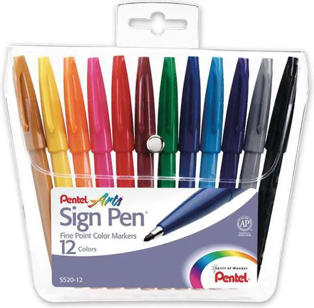 Alt view image 3 of 14 - Pentel Sign Pens Fiber Tip Bold Point 12/PK Assorted S52012