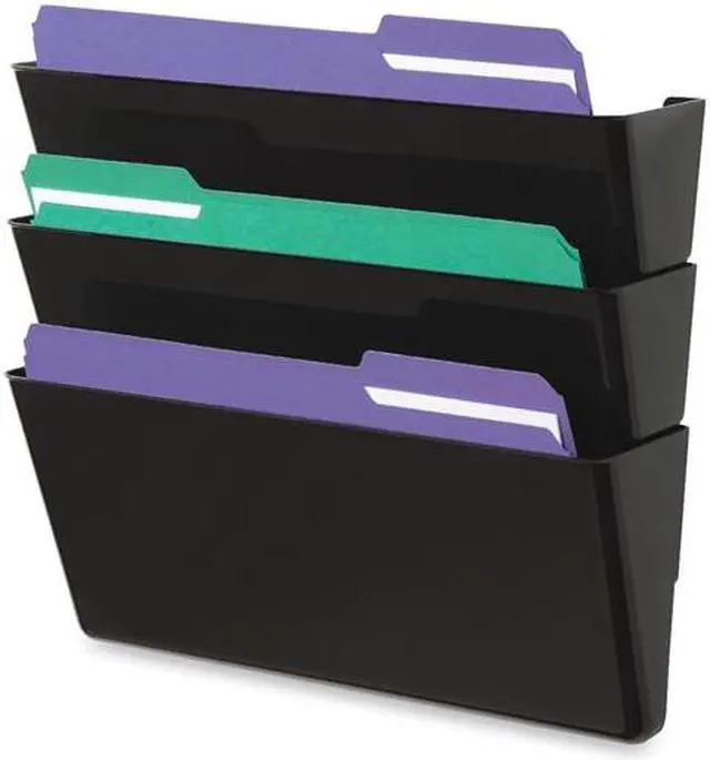Main image of Deflect-o 93604 Recycled Docupocket Wall File - 8.50" Width x 11" Length Sheet Size - 3 Pockets - Black - 3 / Set, 1 Set