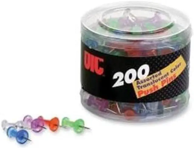 Alt view image 2 of 4 - Officemate International Corp 35710 Officemate International Corp 35710 Push Pins Assorted Translucent Colors 200 Co