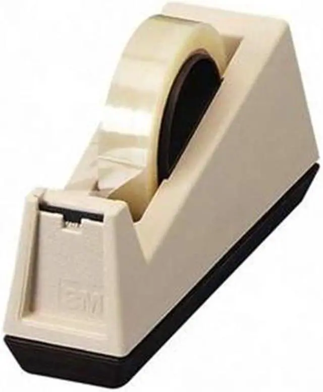Alt view image 3 of 20 - Scotch Heavy-Duty Weighted Desktop Tape Dispenser 3" Core Plastic Putty/Brown C25