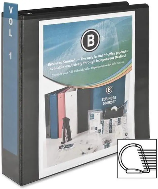Alt view image 2 of 5 - Business Source D-Ring View Binder 2" Capacity 11x8-1/2" Black 28448