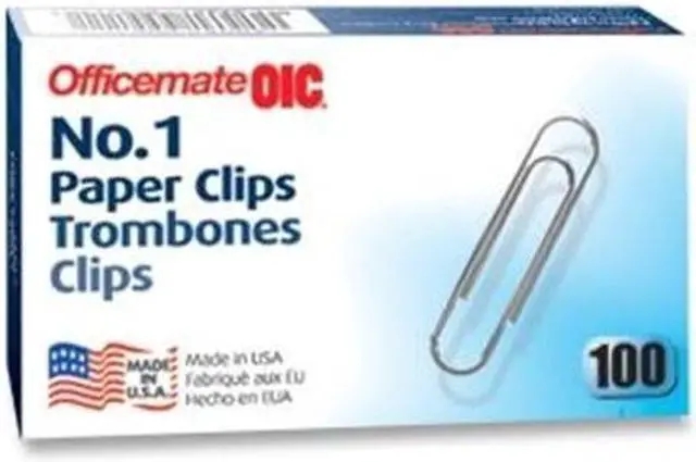 Main image of Officemate Paper Clips Size 1 Standard .034 Gauge 100/BX Silver 99912