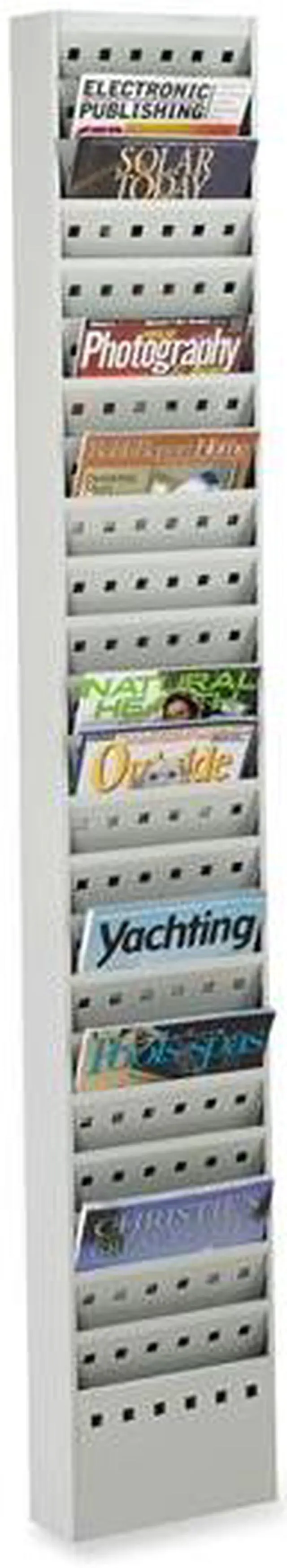 Main image of Safco Steel Magazine Rack 23 Compartments 10w x 4d x 65-1/2h Gray 4322GR